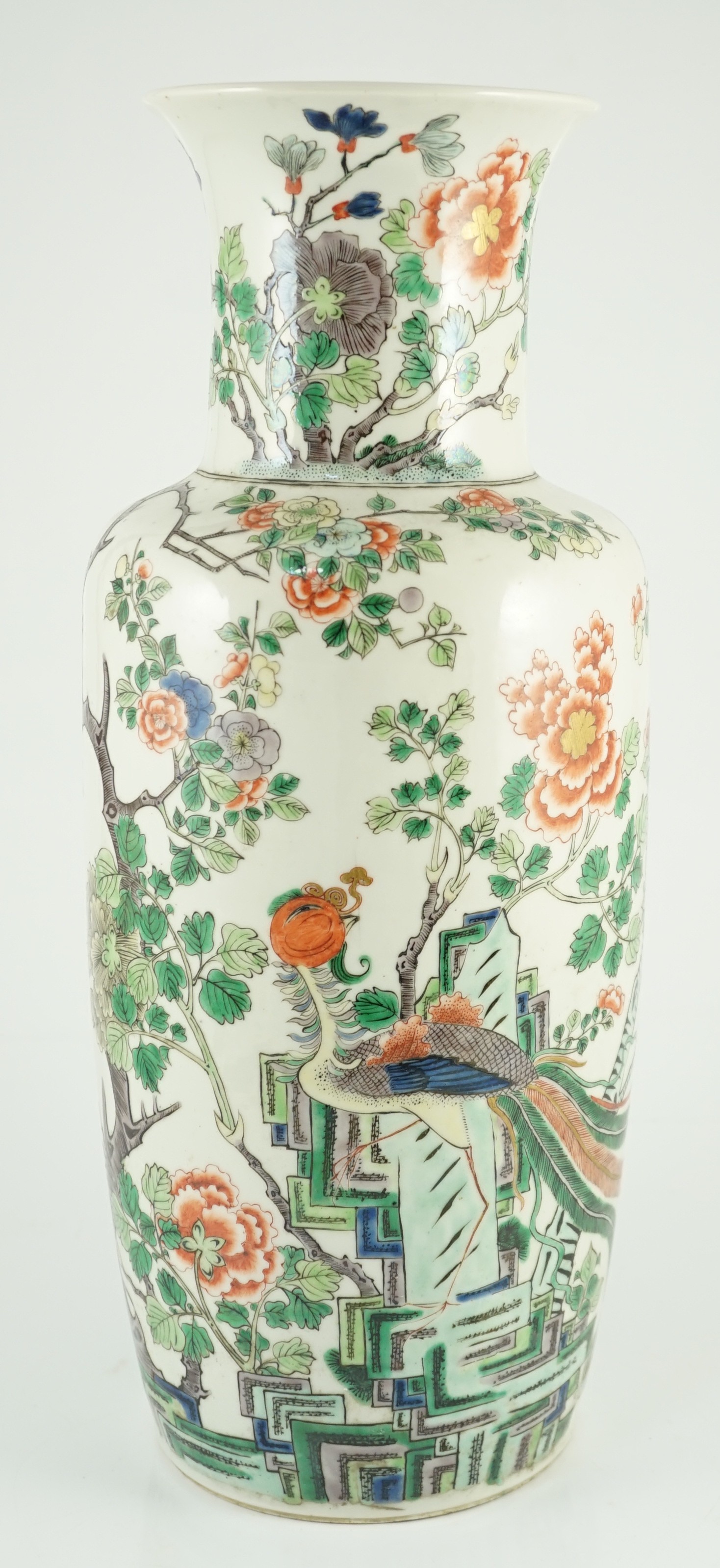 A Chinese famille verte vase baluster vase, late 19th century, 36cm high